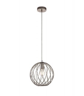 Spherical Caged Ceiling Pendant, 1 x E27, Polished Nickel - 1
