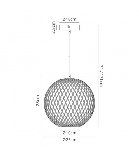 Spherical Caged Ceiling Pendant, 1 x E27, Polished Nickel - 2