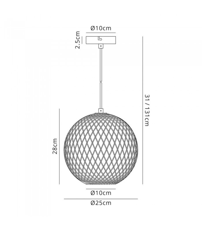 Spherical Caged Ceiling Pendant, 1 x E27, Polished Nickel - 2