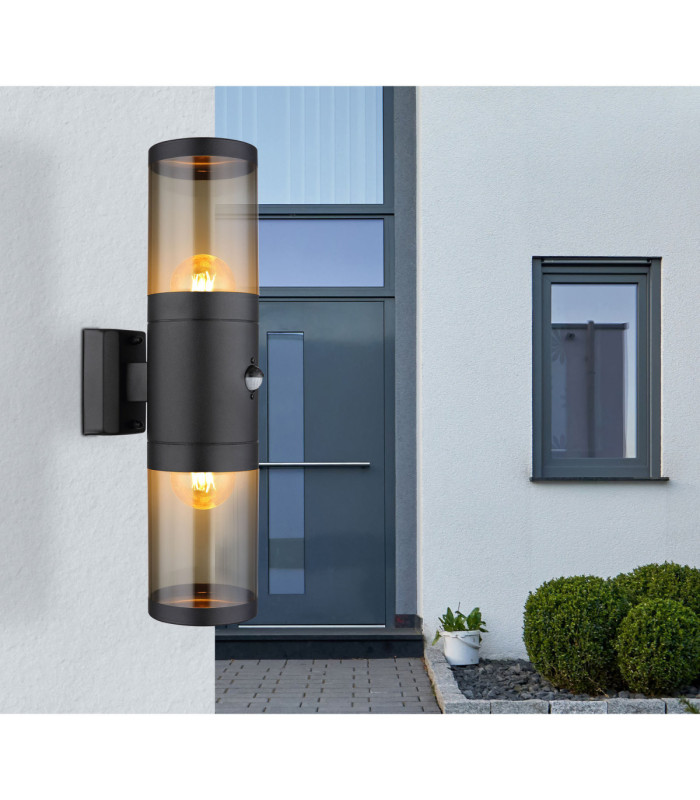 Xeloo Outdoor Up Down Wall Lamp Matt Black 2x E27-7