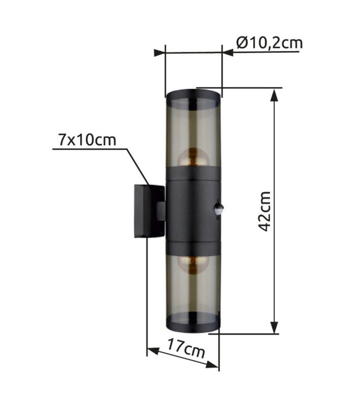 Xeloo Outdoor Up Down Wall Lamp Matt Black 2x E27-8