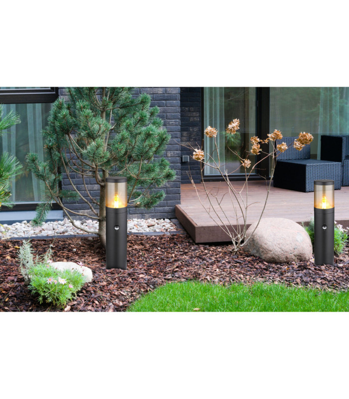 Xeloo PIR 50cm Outdoor Bollard Matt Black 1x E27-5