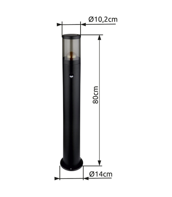 Xeloo PIR 80cm Outdoor Bollard Matt Black 1x E27-6