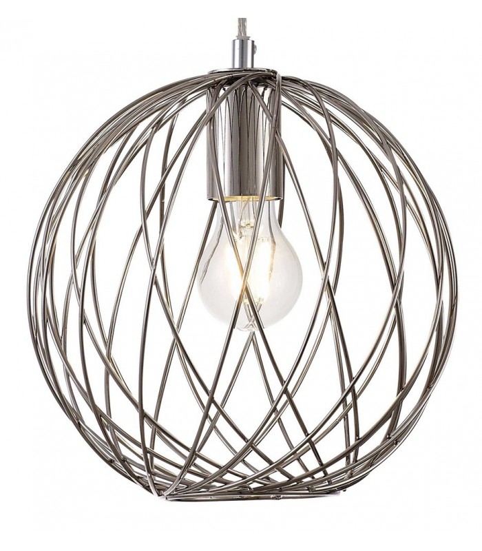Spherical Caged Ceiling Pendant, 1 x E27, Polished Nickel - 6