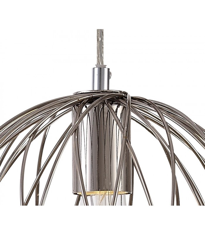 Spherical Caged Ceiling Pendant, 1 x E27, Polished Nickel - 7