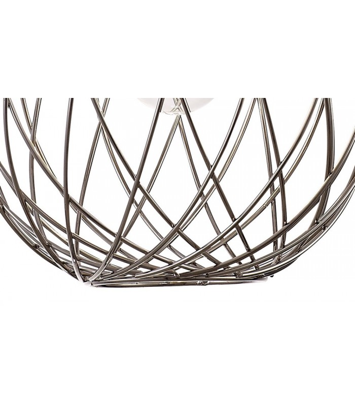 Spherical Caged Ceiling Pendant, 1 x E27, Polished Nickel - 8