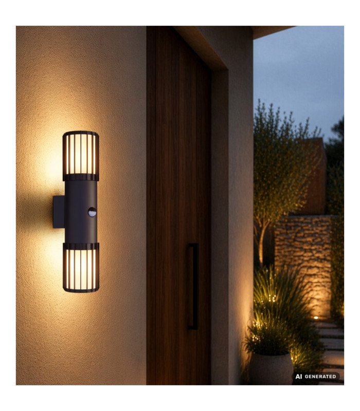 Mervin PIR Outdoor Up Down Wall Lamp Matt Anthracite 2x E27-6
