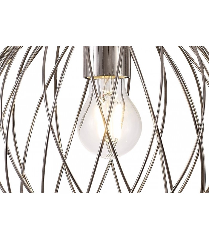 Spherical Caged Ceiling Pendant, 1 x E27, Polished Nickel - 10