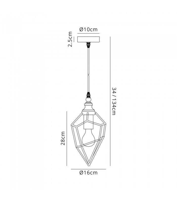 Small Caged Ceiling Pendant, 1 x E27, Black Nickel - 2