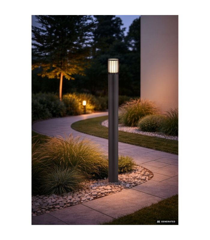 Mervin 100cm Outdoor Bollard Matt Anthracite 1x E27-4