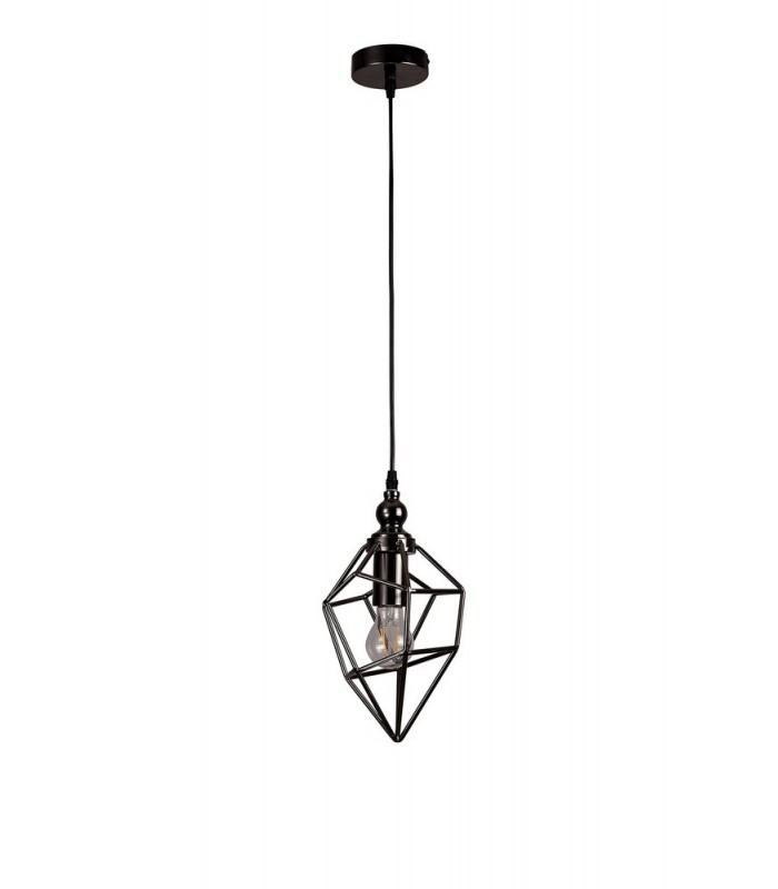 Small Caged Ceiling Pendant, 1 x E27, Black Nickel - 3