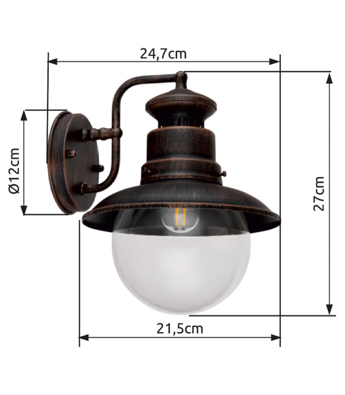 Sella Outdoor Wall Lantern Rust Colour  1x E27-9