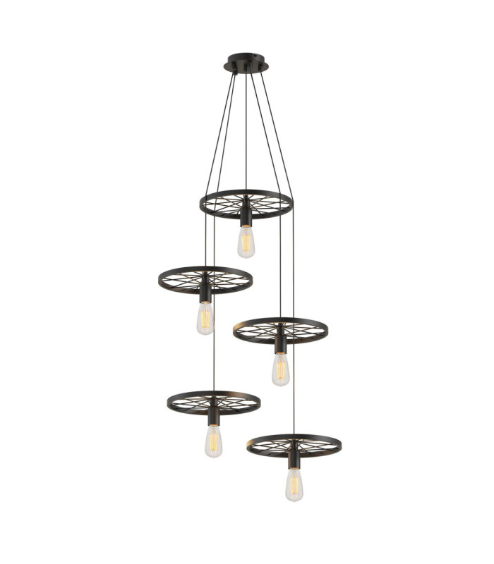 Jan Cluster Pendant Ceiling Light Black 5x E27