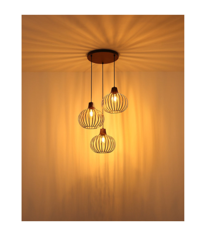Mateo Cluster Pendant Ceiling Light Rust Colour  3x E27-5