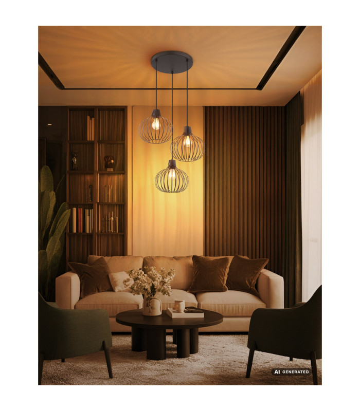 Mateo Cluster Pendant Ceiling Light Rust Colour  3x E27-7