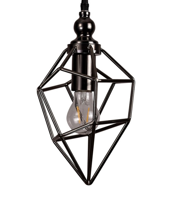 Small Caged Ceiling Pendant, 1 x E27, Black Nickel - 5