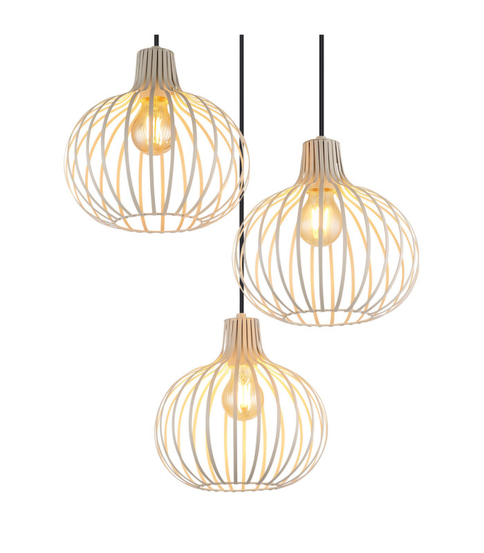 Mateo Cluster Pendant Ceiling Light Creme Colour  3x E27-3