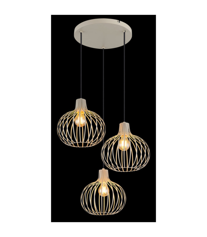 Mateo Cluster Pendant Ceiling Light Creme Colour  3x E27-4