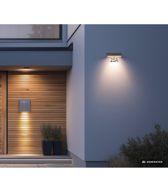 Numero Integrated LED Outdoor Wall Down Lamp Matt Grey 3000K-8