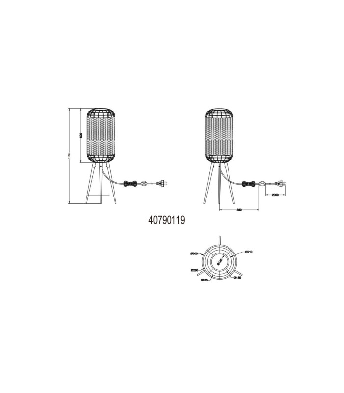 Denton Tripod Floor Lamp Creme Colour  1x E27-9