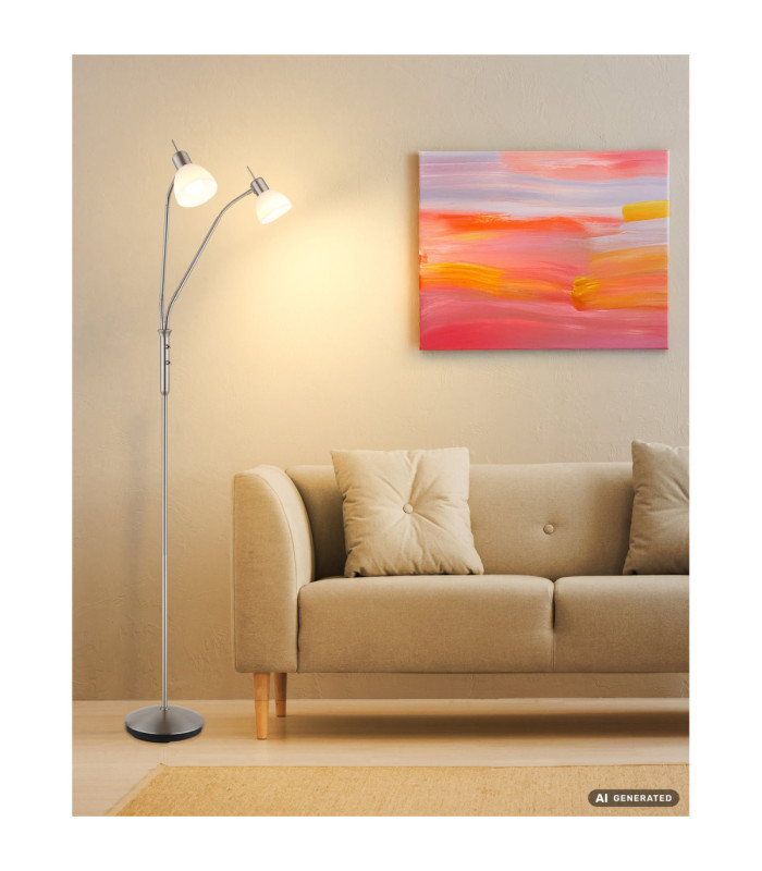Malte Multi Arm Floor Lamp Matt Nickel 2x E14 3000K-9