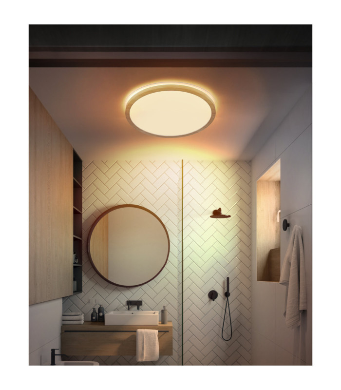 Sapana Round Integrated LED Panel Wood Look 3000K-10