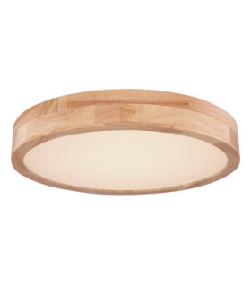 Rainer 40cm Round Integrated LED Flush Ceiling Light Wood Look 2700-6500K-1