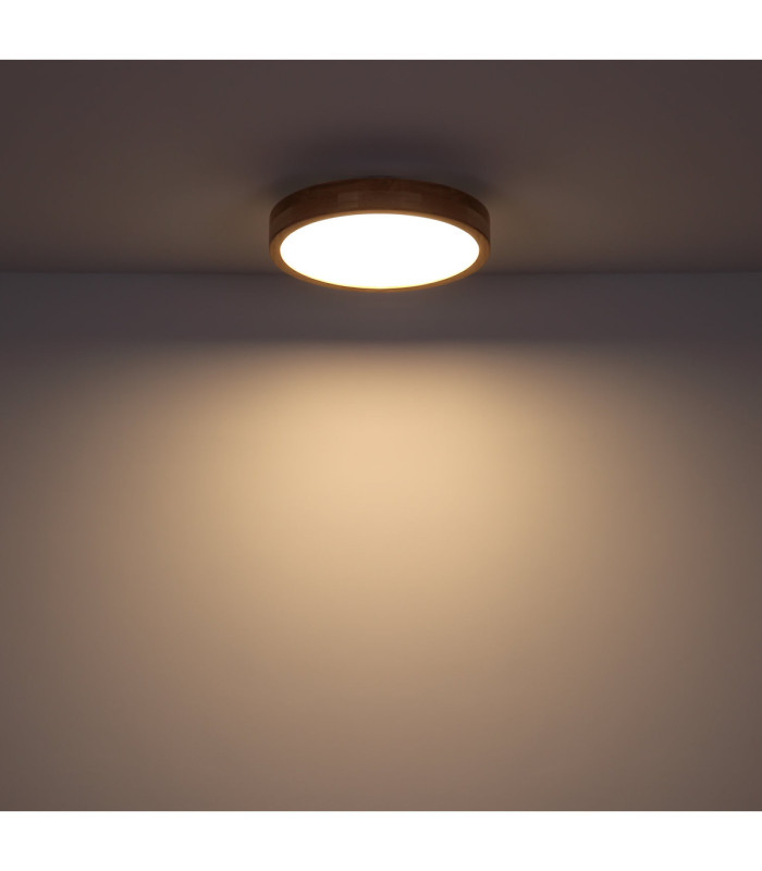 Rainer 40cm Round Integrated LED Flush Ceiling Light Wood Look 2700-6500K-6