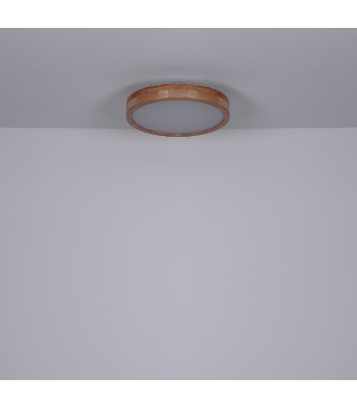 Rainer 40cm Round Integrated LED Flush Ceiling Light Wood Look 2700-6500K-8