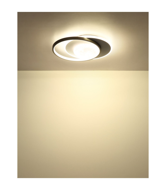 Moon Integrated Led Semi Flush Ceiling Light Matt Black 4000K-5