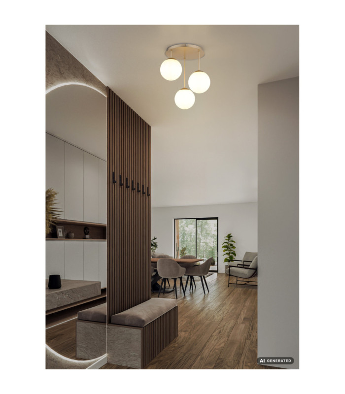 Harmon Globe Ceiling Light Matt Champagne Colour  3x E14-4