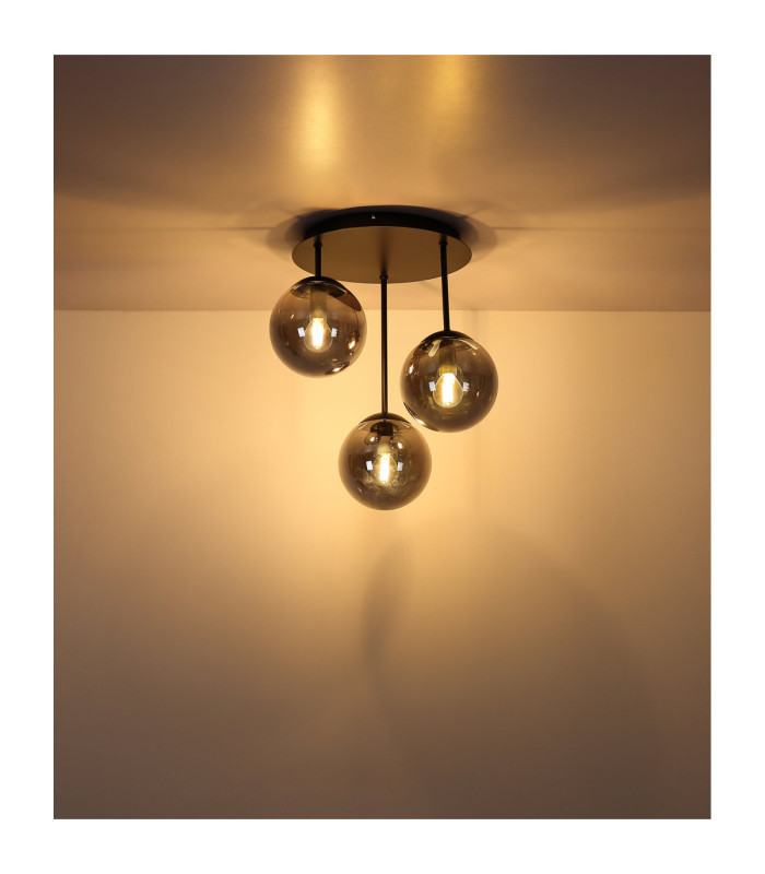 Harmon Globe Ceiling Light Matt Black 3x E14-3