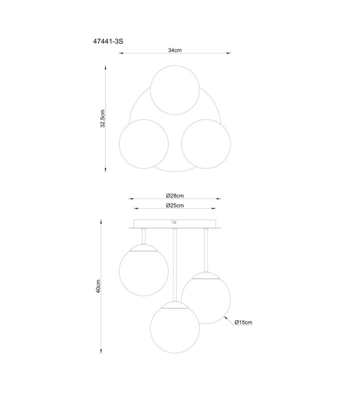 Harmon Globe Ceiling Light Matt Black 3x E14-5