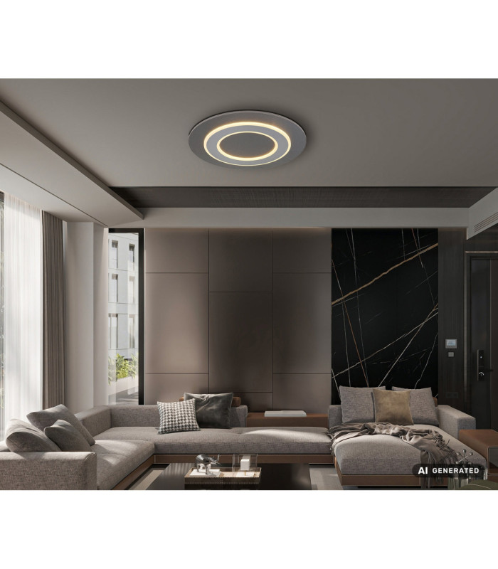 Jayden Ring Integrated LED Decorative Flush Ceiling Light Anthracite Brushed 3000K-4