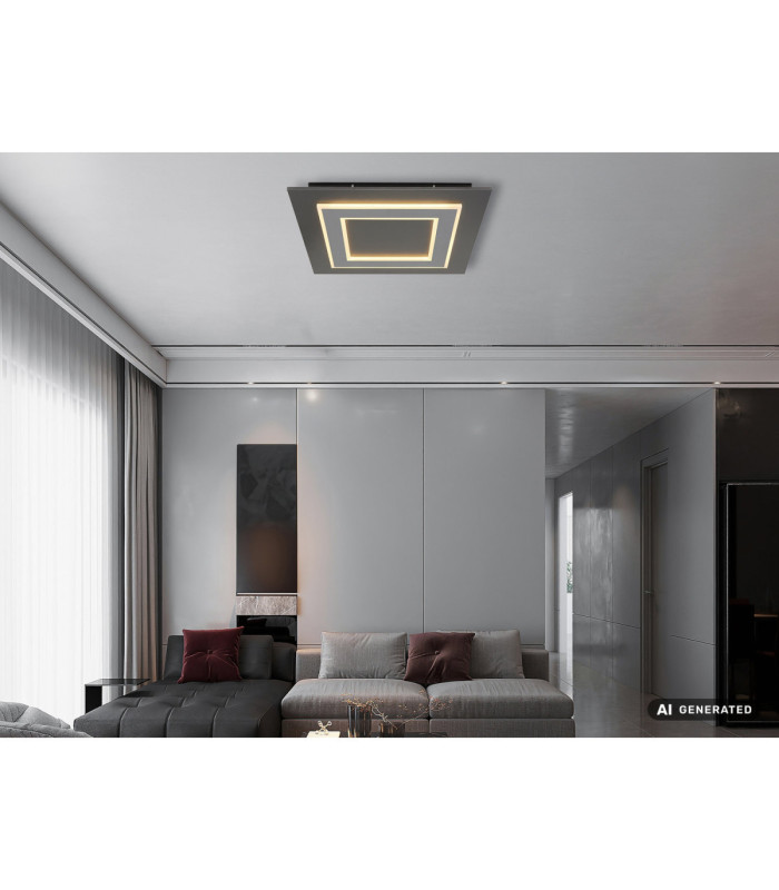 Jayden Square Integrated LED Decorative Flush Ceiling Light Anthracite Brushed 3000K-5