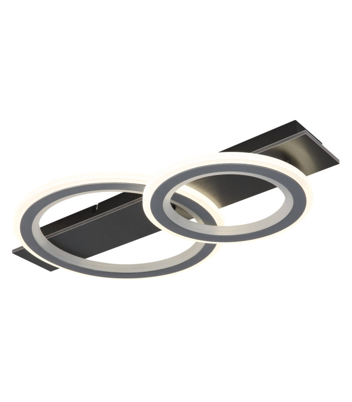 Jayden Twin Ring Integrated Led Semi Flush Ceiling Light, Matt Black 3000-6500K
