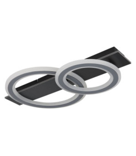 Jayden Twin Ring Integrated Led Semi Flush Ceiling Light, Matt Black 3000-6500K