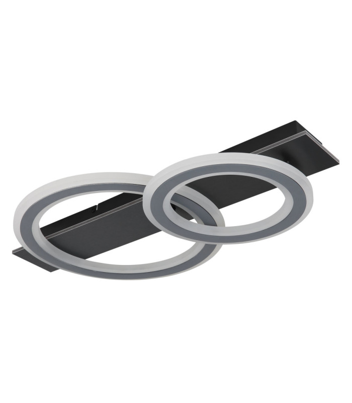 Jayden Twin Ring Integrated Led Semi Flush Ceiling Light, Matt Black 3000-6500K
