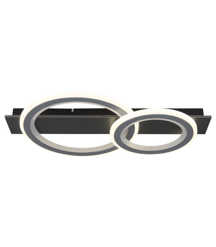 Jayden Twin Ring Integrated Led Semi Flush Ceiling Light, Matt Black 3000-6500K