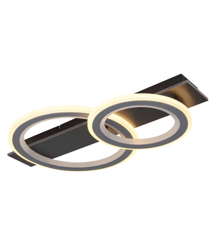 Jayden Twin Ring Integrated Led Semi Flush Ceiling Light, Matt Black 3000-6500K