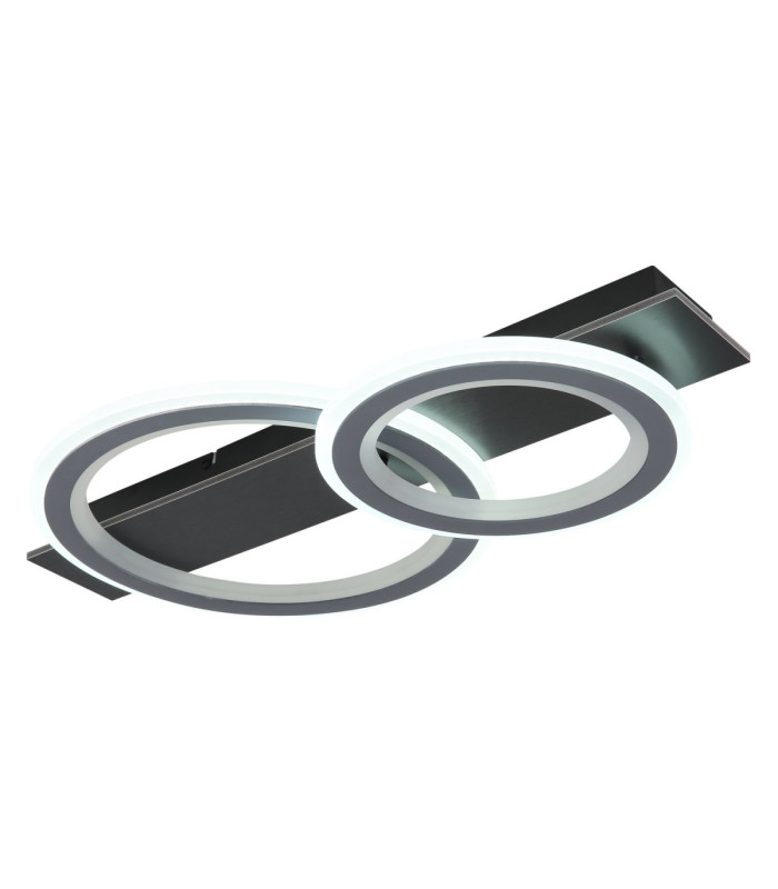 Jayden Twin Ring Integrated Led Semi Flush Ceiling Light, Matt Black 3000-6500K