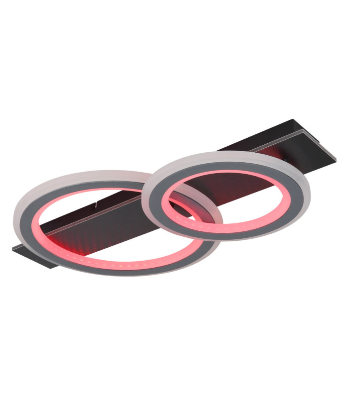 Jayden Twin Ring Integrated Led Semi Flush Ceiling Light, Matt Black 3000-6500K