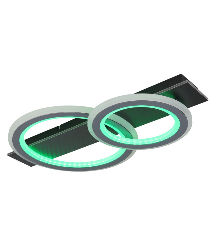 Jayden Twin Ring Integrated Led Semi Flush Ceiling Light, Matt Black 3000-6500K