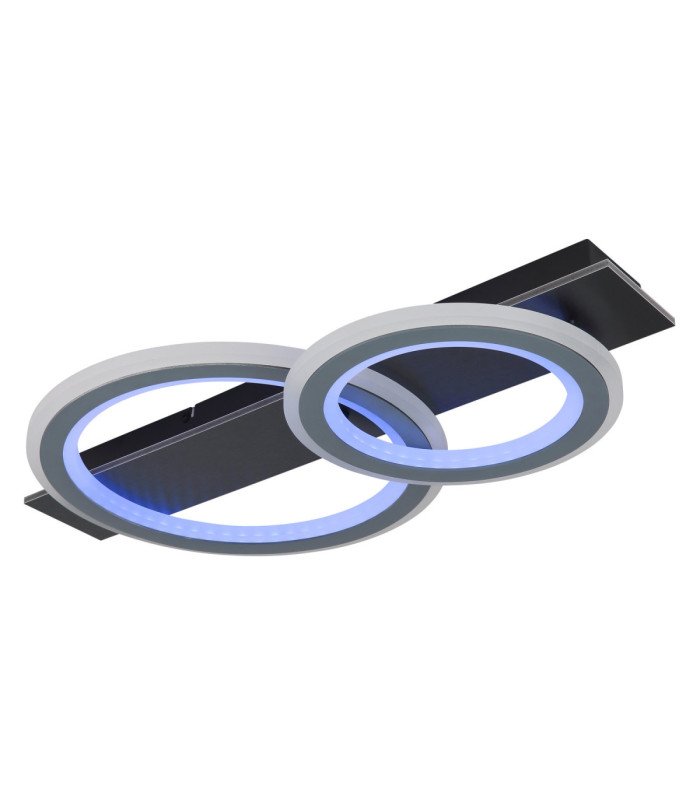 Jayden Twin Ring Integrated Led Semi Flush Ceiling Light, Matt Black 3000-6500K