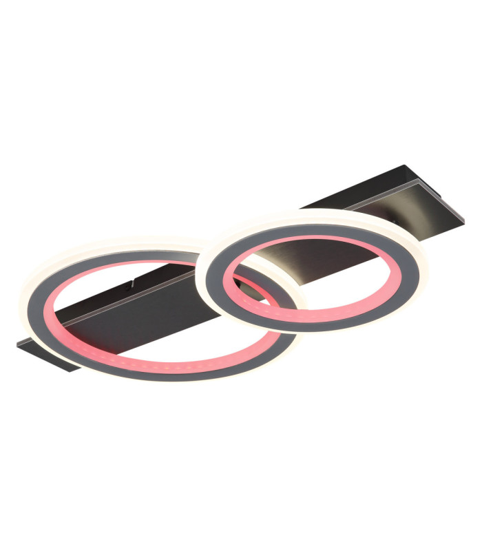 Jayden Twin Ring Integrated Led Semi Flush Ceiling Light, Matt Black 3000-6500K