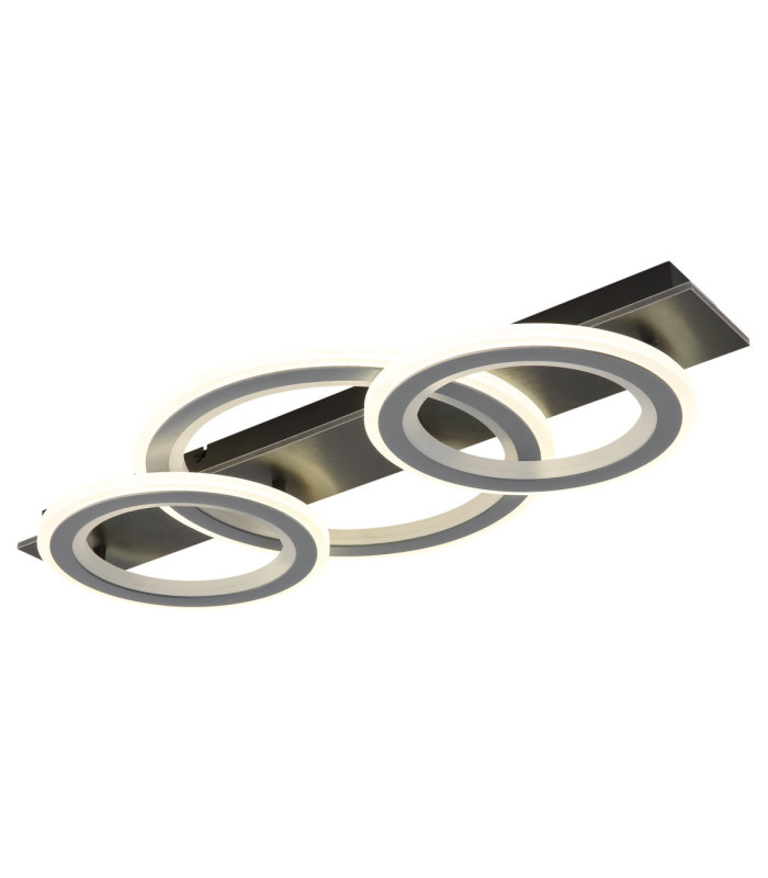 Jayden Tripple Ring Integrated Led Semi Flush Ceiling Light, Matt Black 3000-6500K