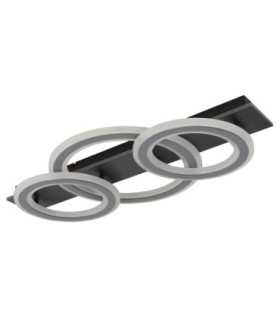 Jayden Tripple Ring Integrated Led Semi Flush Ceiling Light, Matt Black 3000-6500K