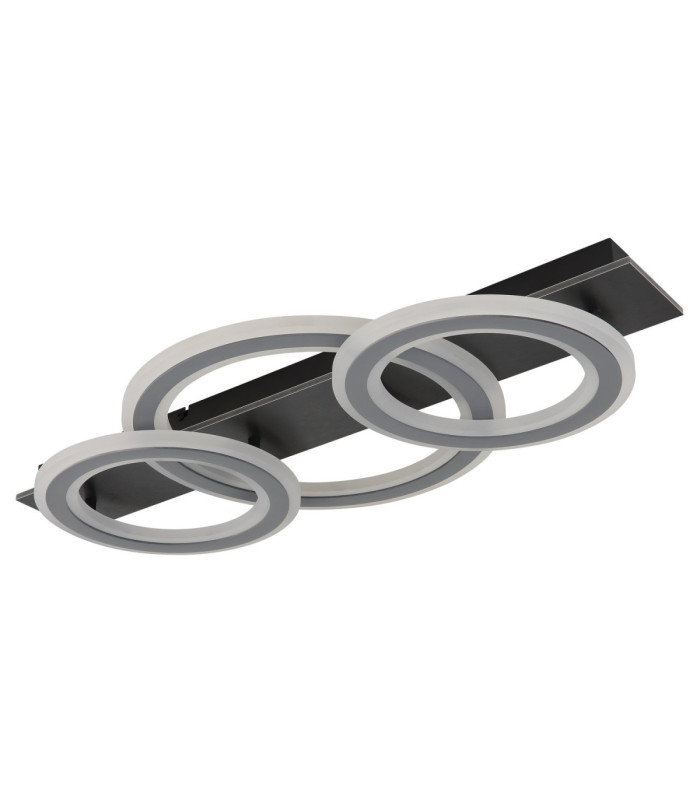 Jayden Tripple Ring Integrated Led Semi Flush Ceiling Light, Matt Black 3000-6500K