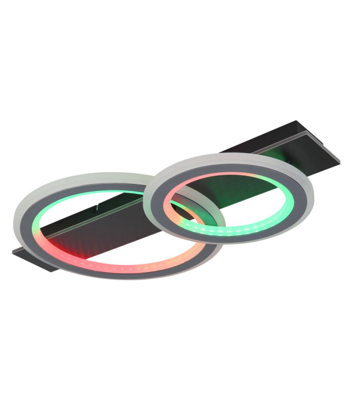 Jayden Twin Ring Integrated Led Semi Flush Ceiling Light, Matt Black 3000-6500K