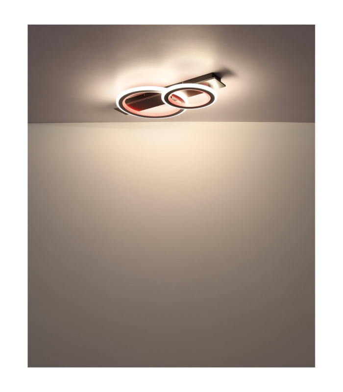 Jayden Twin Ring Integrated Led Semi Flush Ceiling Light, Matt Black 3000-6500K